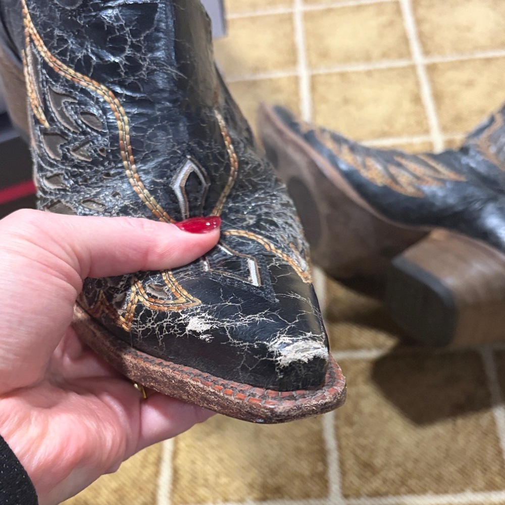 Corral Black and Gold Winged Heeled Boots - Picture 8 of 8
